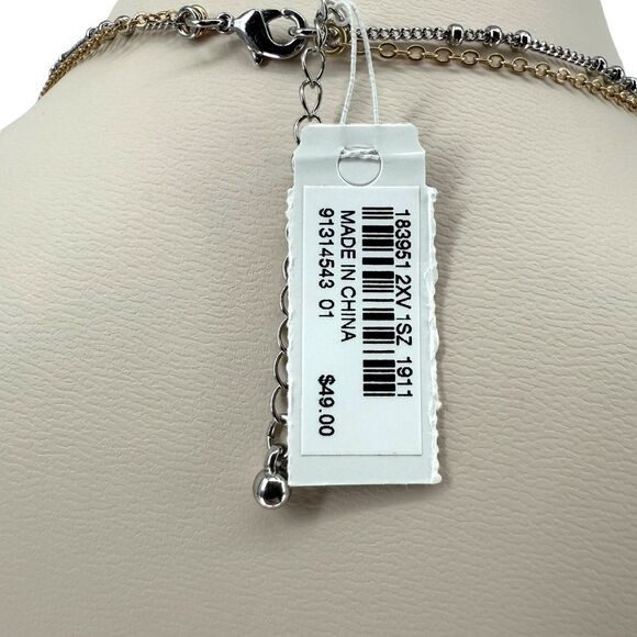 J. Jill Layered Necklace Faceted Glass Charms Iced Rose Quartz Teardrop Adjusts - Picture 15 of 15